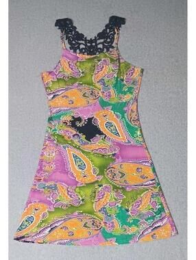 Ocean Blue Sleeveless Retro Mini Dress Womens Size Small Multicolor Vibrant...